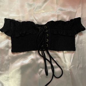Lace Up Off-the-Shoulder Bra Top